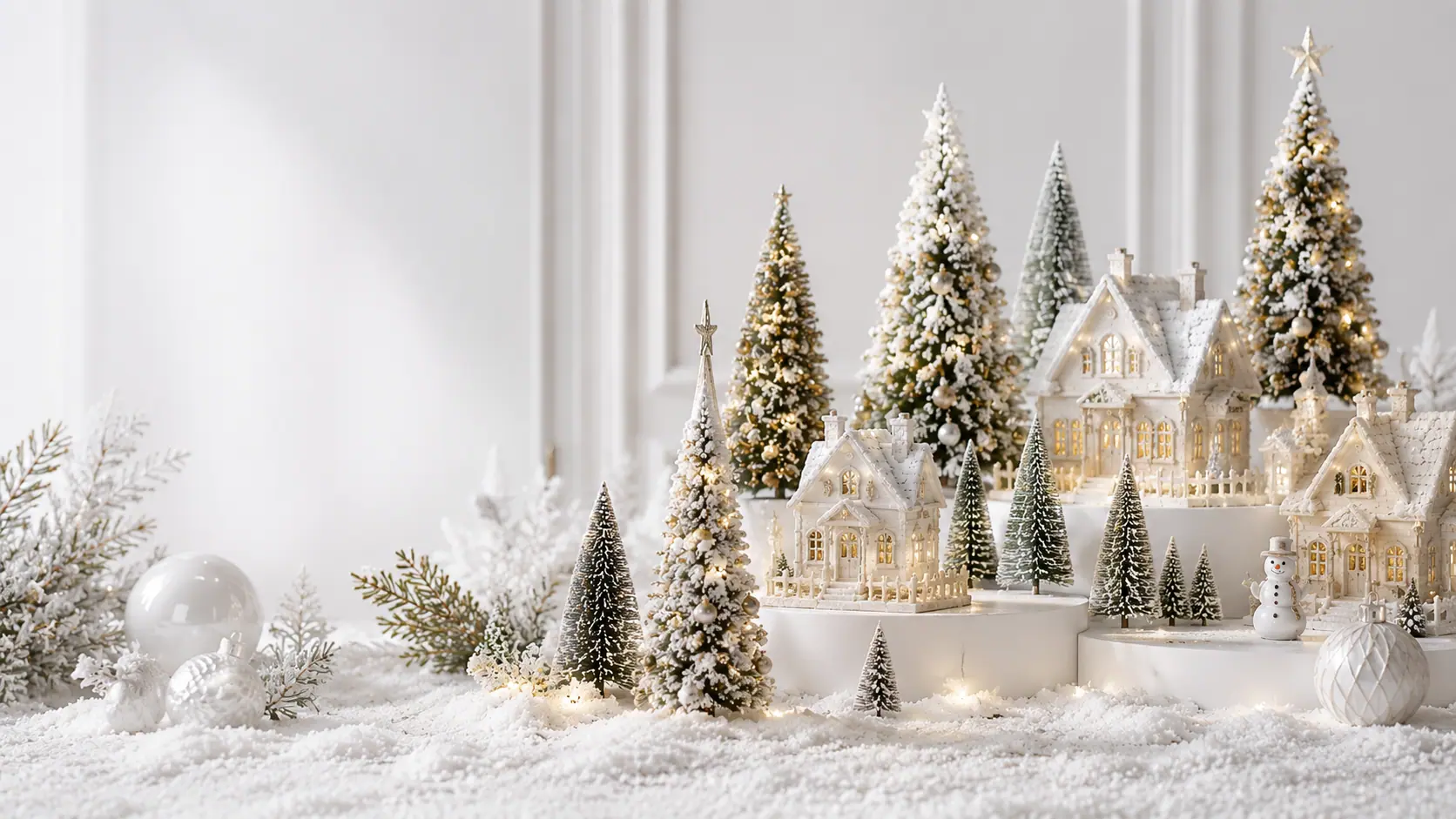 Christmas village and tree display