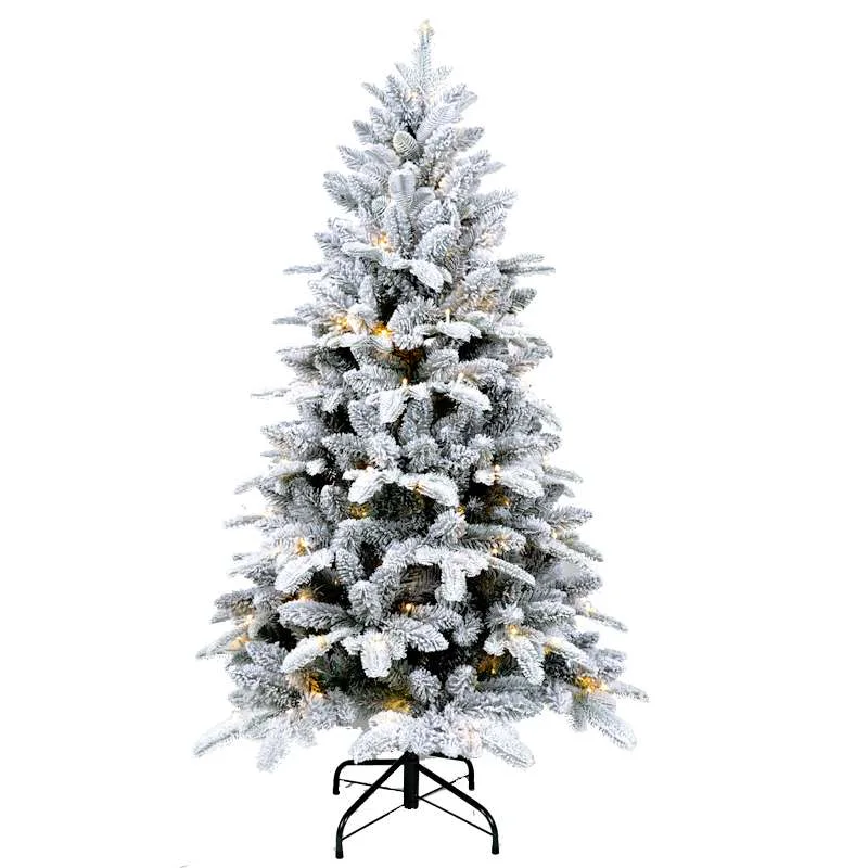 7 ft Pre-Lit Flocked Christmas Tree -Color LED Lights