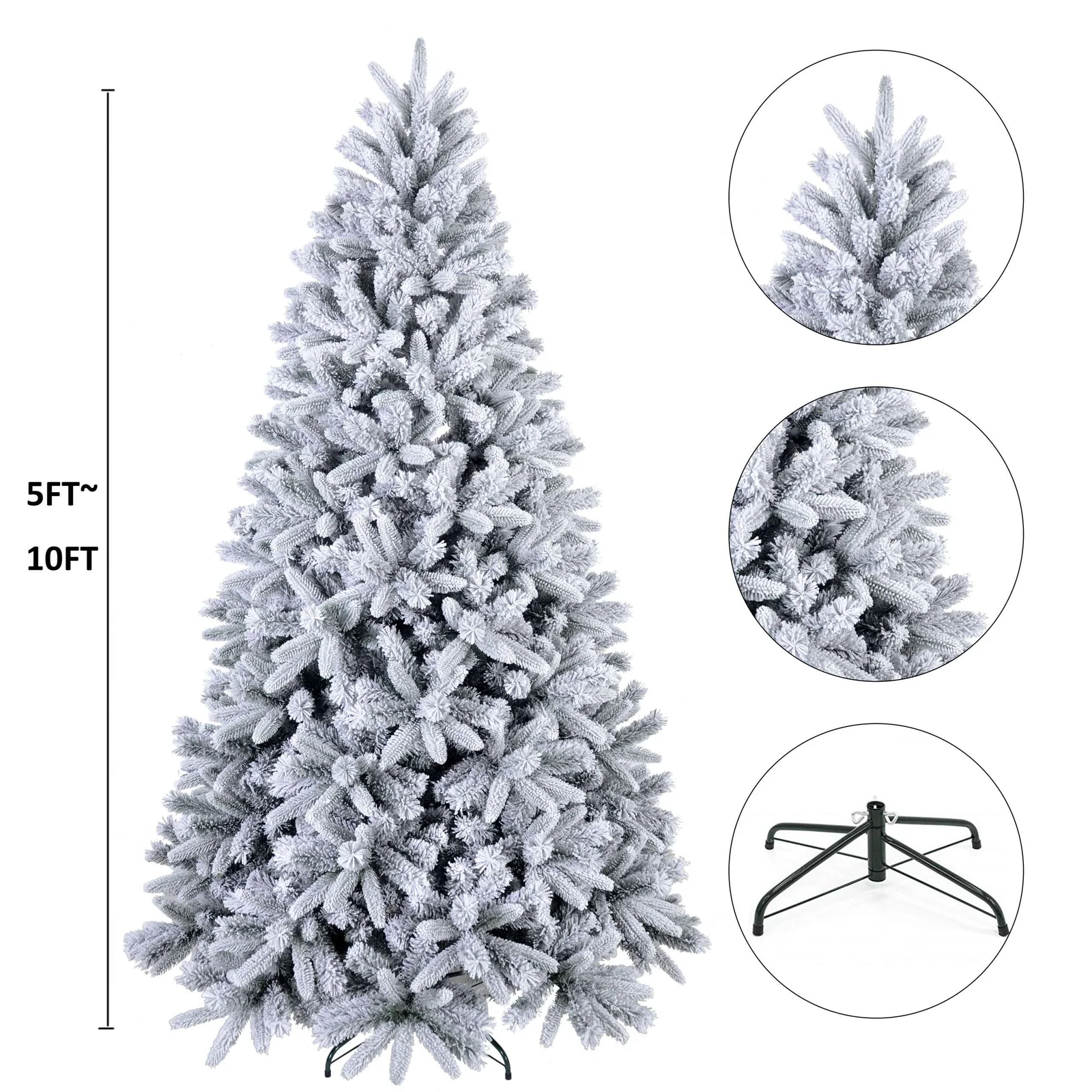 7 ft Hinged Flocked PE & PVC Christmas Tree