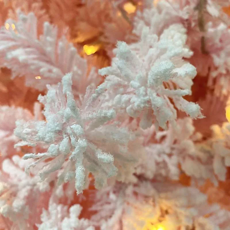 Custom Artificial Pink Flocked PVC Christmas Tree Christmas Tree with Warm LED Lights
