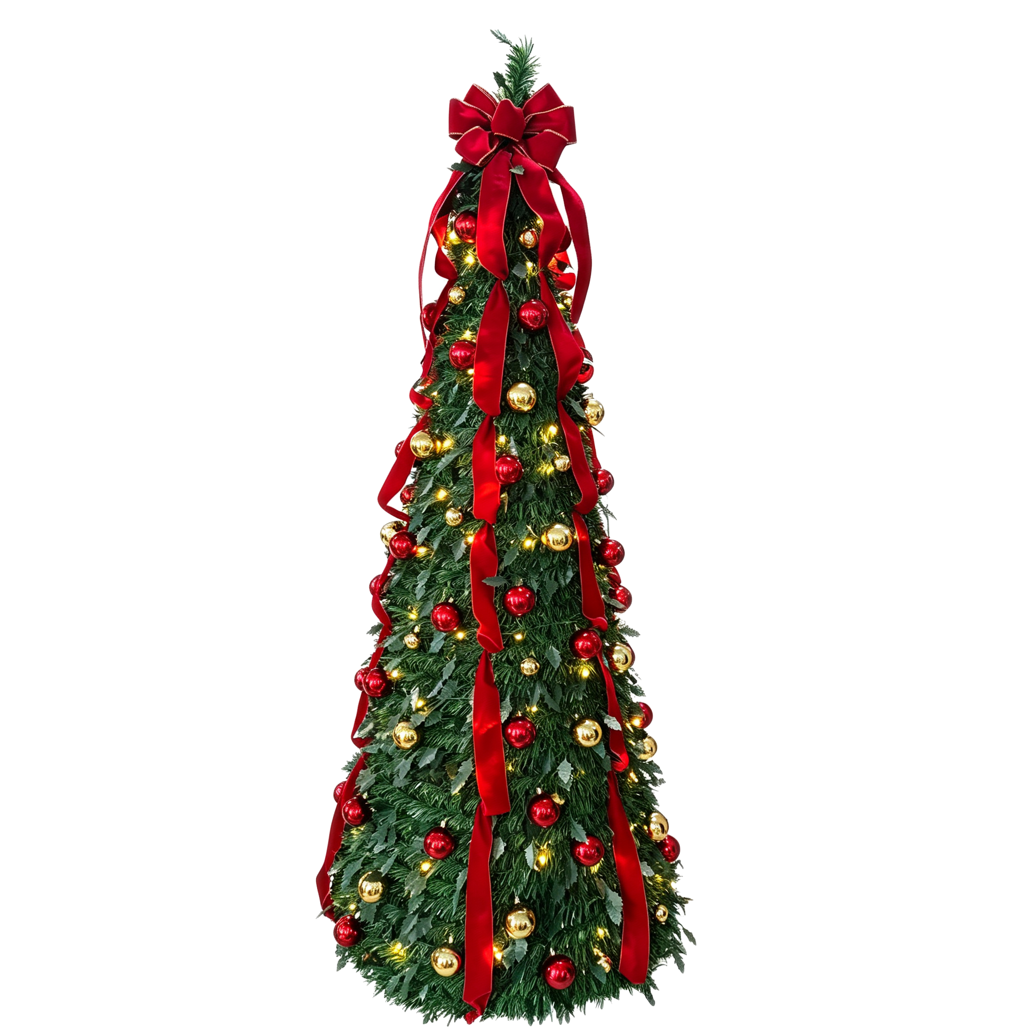 7 ft Pre-Lit Flocked Christmas Tree -Color LED Lights