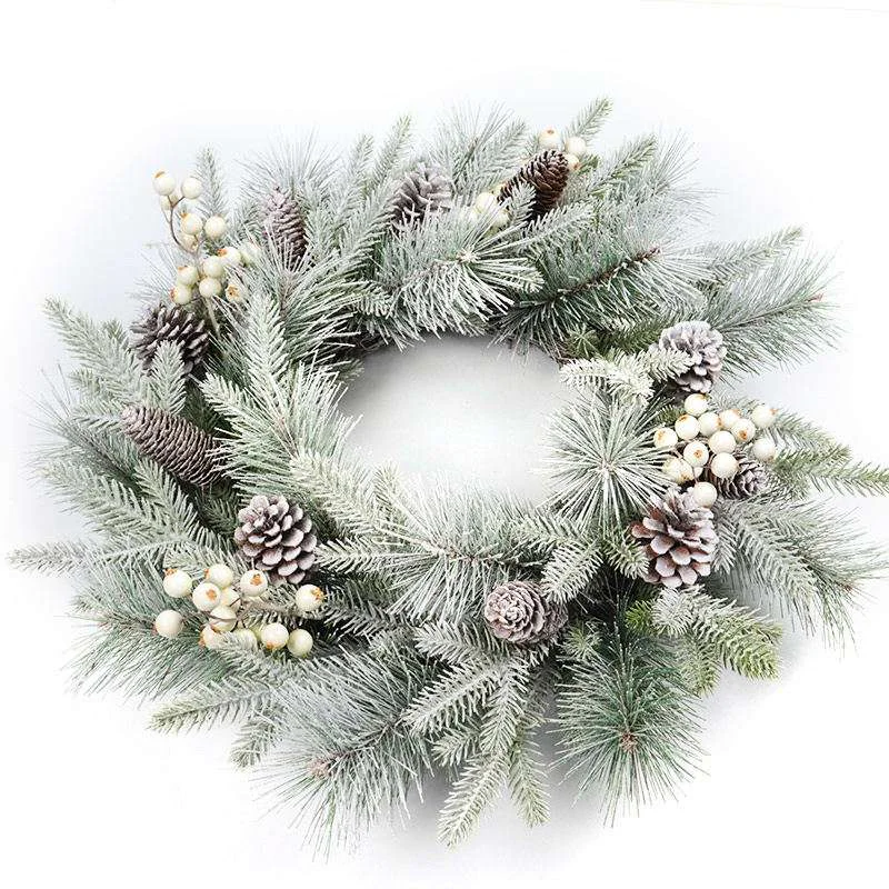 White PE & Pine Needle Christmas Wreath