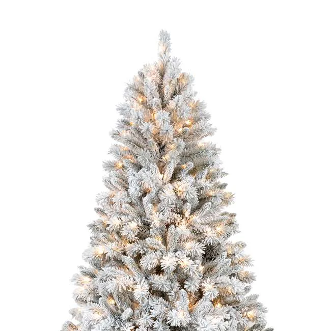 7 ft Pre-lit Flocked Mixed Christmas Tree – LED Lights