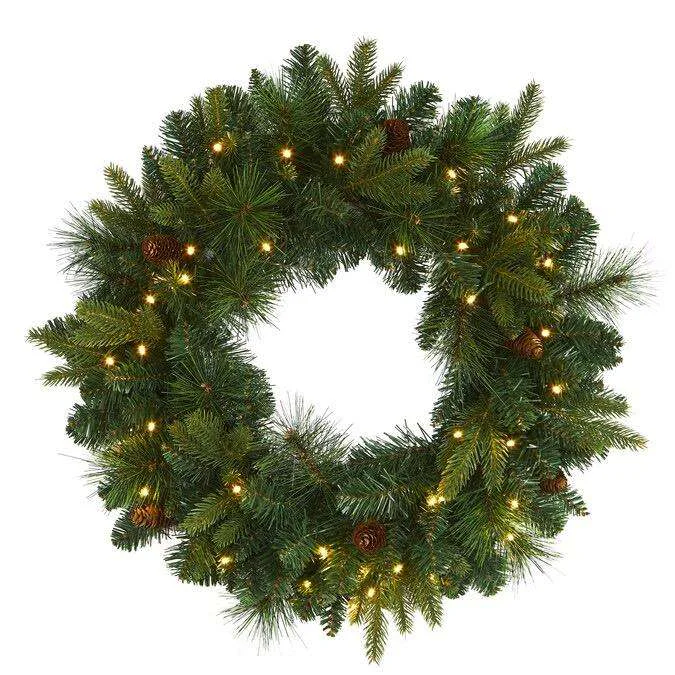 Pre-lit PE & PVC Christmas Wreath