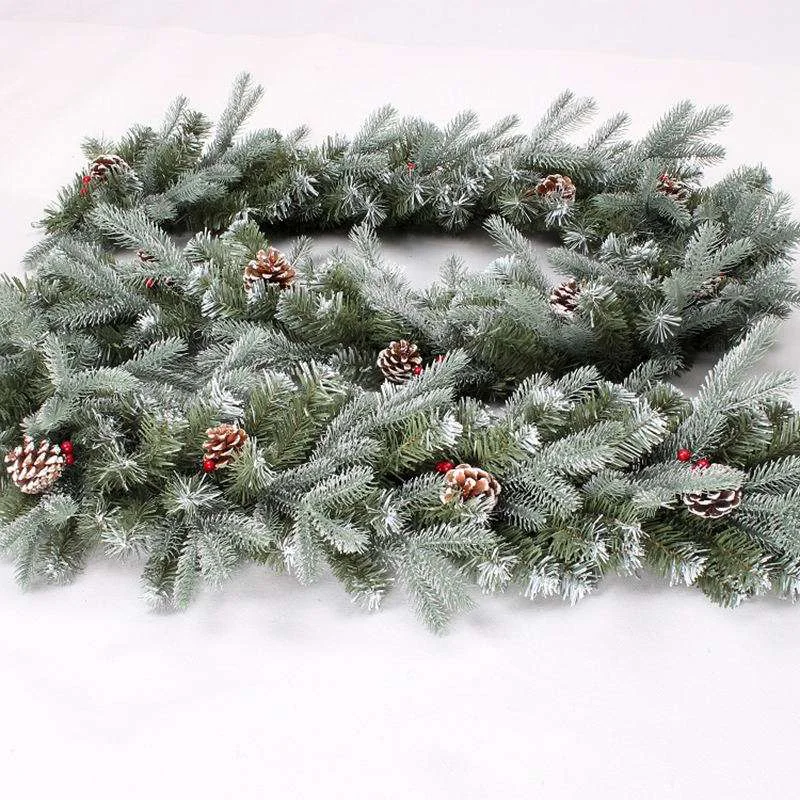 Frost Christmas Garland with Red berries and Pine Cones