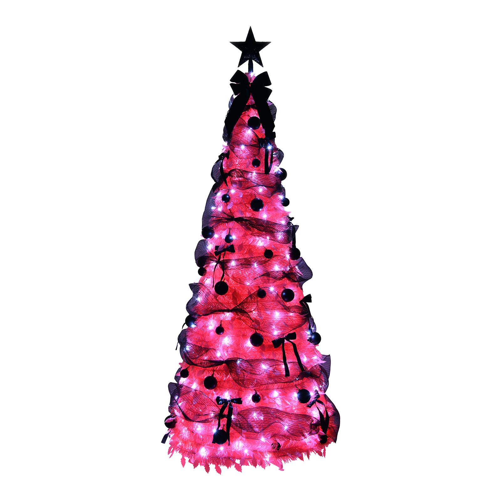 210cm Pointy PVC Hinged Christmas Tree with Pine Cones