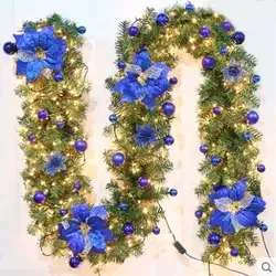 Christmas Ornament 2.7m Christmas Rattan Wreath With Pearl Flowers