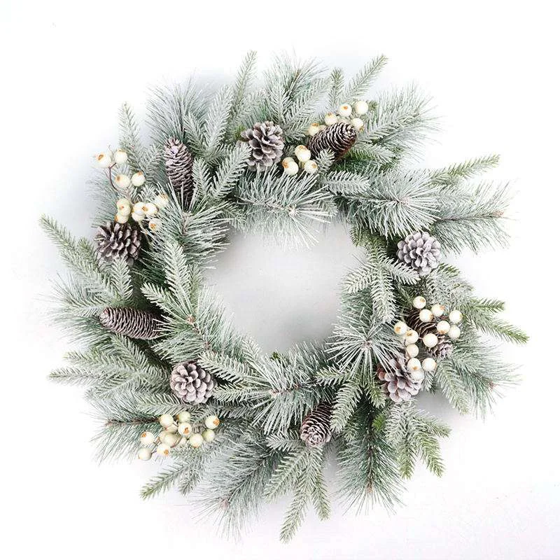 White PE & Pine Needle Christmas Wreath